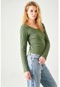 Tennis Camiseta Slim Fit Manga Larga En Algodón Verde Para Mujer de Tennis