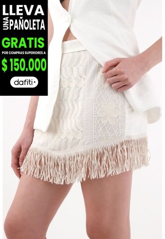 Tennis Falda Corta Con Fleco Y Bordados Crudo Para Mujer Tennis