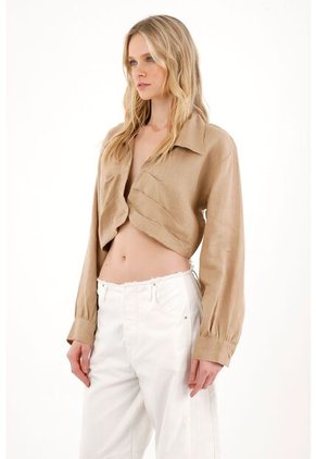 Tennis Camisa En 100% Lino Crudo Para Mujer