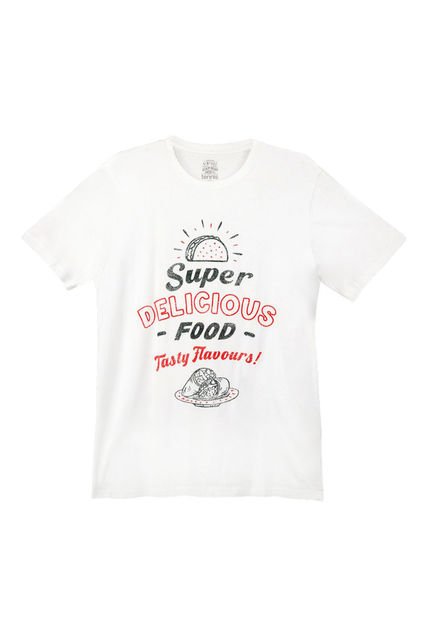 Camiseta Cuello Redondo Blanca Para Hombre