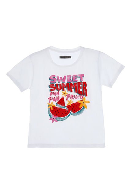 Camiseta Estampada Blanca Para Niña
