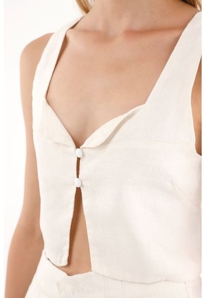 Tennis Camisa Crop En 100% Lino Crudo Para Mujer