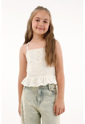 Camisa De Tiras Y Escote Recto Crudo Para Niña Tennis