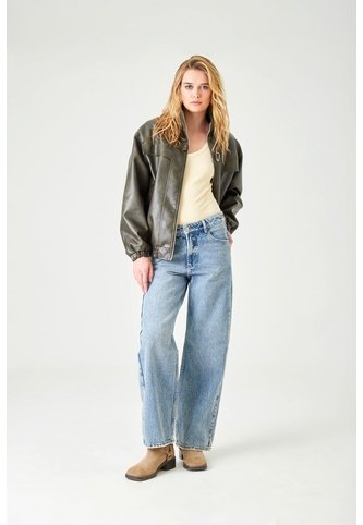 Tennis Jean Recto Con Pretina En Denim Para Mujer Tennis