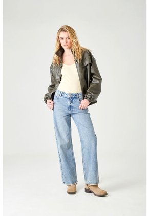 Tennis Jean Recto Con Pretina En Denim Para Mujer