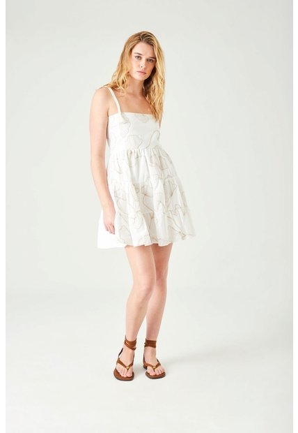 Tennis Vestido Corto Con Bordado Orgánico En Algodón Blanco Para Mujer