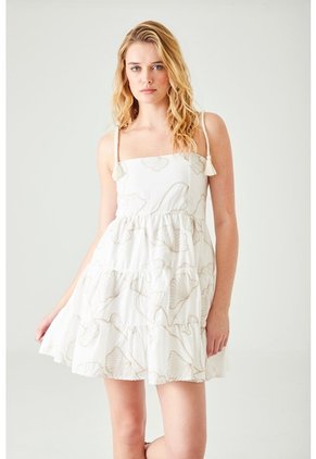 Tennis Vestido Corto Con Bordado Orgánico En Algodón Blanco Para Mujer