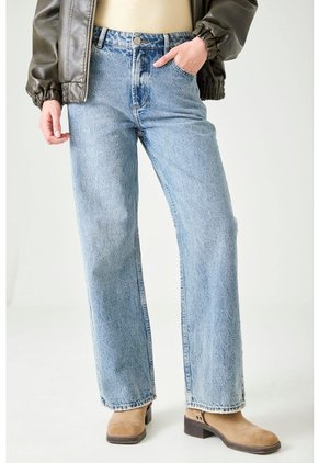 Tennis Jean Recto Con Pretina En Denim Para Mujer