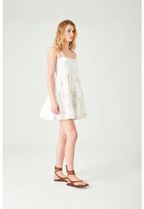 Tennis Vestido Corto Con Bordado Orgánico En Algodón Blanco Para Mujer