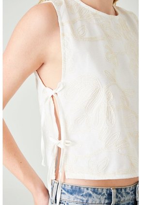 Tennis Chaleco Recto Con Lazos Laterales En Algodón Blanco Para Mujer