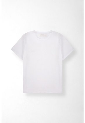 Tennis Camiseta Regular Con Mini Gráfico De Gafas En Algodón Blanco Para Mujer