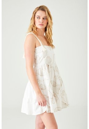 Tennis Vestido Corto Con Bordado Orgánico En Algodón Blanco Para Mujer