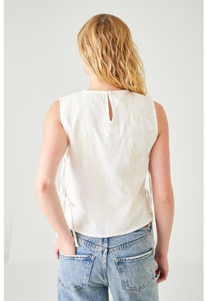 Tennis Chaleco Recto Con Lazos Laterales En Algodón Blanco Para Mujer