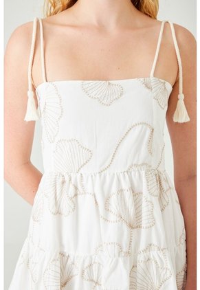 Tennis Vestido Corto Con Bordado Orgánico En Algodón Blanco Para Mujer