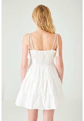 Tennis Vestido Corto Con Bordado Orgánico En Algodón Blanco Para Mujer