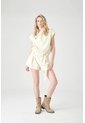 Tennis Enterizo Corto Fit Relajado Con Cuello Cruzado En Algodón Beige Claro Para Mujer de Tennis