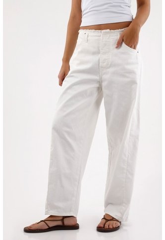 Tennis Jean Para Mujer De Algodón Blanco Corte Horse Shoe Con Cintura Lisa Tennis