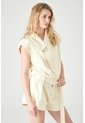 Tennis Enterizo Corto Fit Relajado Con Cuello Cruzado En Algodón Beige Claro Para Mujer de Tennis
