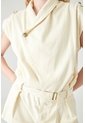 Tennis Enterizo Corto Fit Relajado Con Cuello Cruzado En Algodón Beige Claro Para Mujer de Tennis