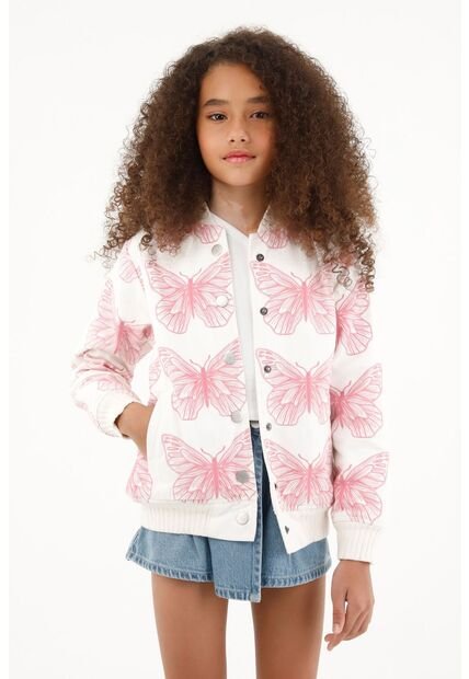 Chaqueta Tipo Bomber De Mariposas Para Niña