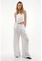 Tennis Pantalón Wide Leg En 100% Lino Blanco Para Mujer de Tennis