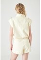 Tennis Enterizo Corto Fit Relajado Con Cuello Cruzado En Algodón Beige Claro Para Mujer de Tennis