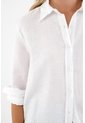 Tennis Camisa 100% Lino Manga Larga Blanca Para Mujer de Tennis