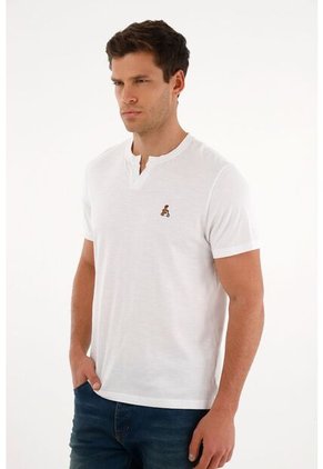 Tennis Camiseta Blanca Con Abertura En V Para Hombre