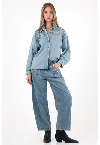 Tennis Chaqueta En Denim Con Apliques Brillantes Para Mujer Tennis