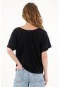 Tennis Camiseta Negra Con Escote Drapeado Para Mujer de Tennis
