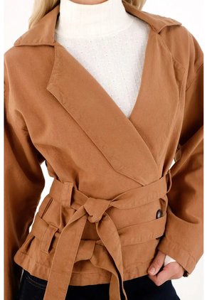 Tennis Abrigo Corto Tipo Trench Café Para Mujer