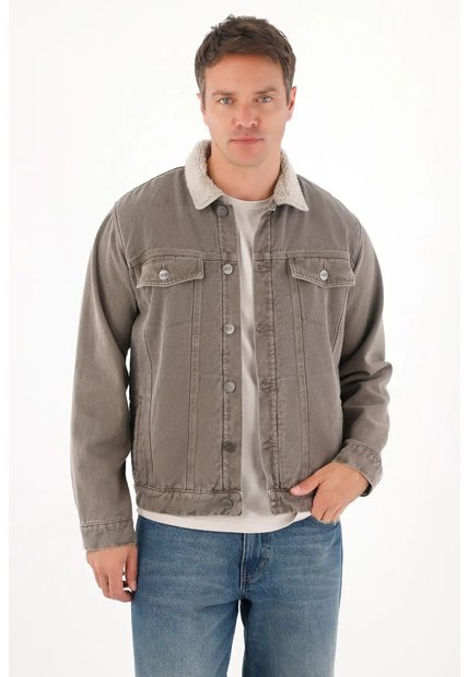 Tennis Chaqueta Tipo Trucker En Denim Gris Para Hombre