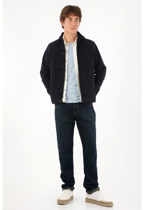 Tennis Abrigo Tipo Trucker Black Denim Para Hombre