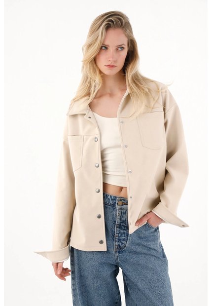 Tennis Chaqueta En Cuero Sintético Crudo Para Mujer