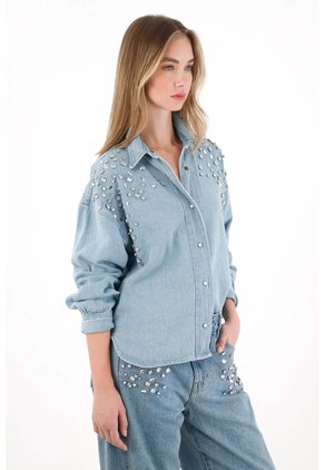 Tennis Chaqueta En Denim Con Apliques Brillantes Para Mujer