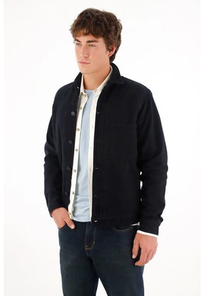Tennis Abrigo Tipo Trucker Black Denim Para Hombre