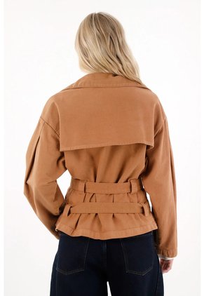 Tennis Abrigo Corto Tipo Trench Café Para Mujer