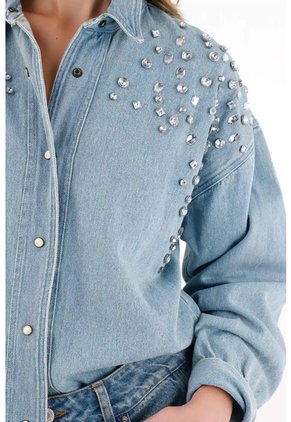 Tennis Chaqueta En Denim Con Apliques Brillantes Para Mujer