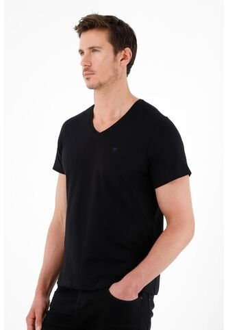 Tennis Camiseta Negra Cuello En V Para Hombre Tennis