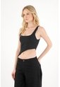 Tennis Camisa Tipo Crop Negra Para Mujer de Tennis