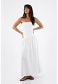 Tennis Vestido Para Mujer Algodón Blanco Midi Sin Tirantes Con Ojalillo de Tennis