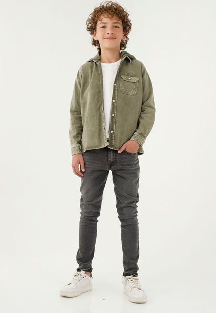 Camisa Tipo Chaqueta Verde Para Niño