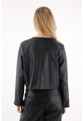 Tennis Chaqueta En Cuero Sintético Negra De Silueta Amplia Para Mujer