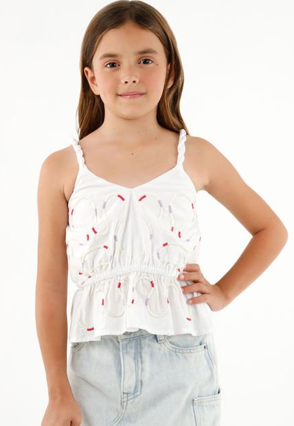 Camisa De Tiras Blanca Para Niña