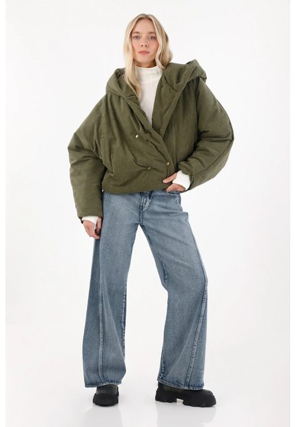 Tennis Chaqueta Acolchada En Corduroy Verde Para Mujer