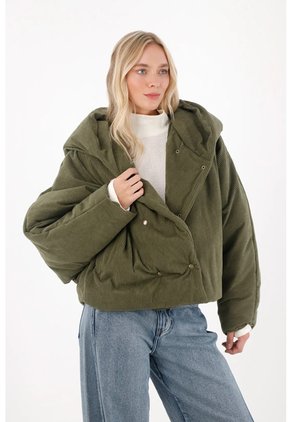 Tennis Chaqueta Acolchada En Corduroy Verde Para Mujer