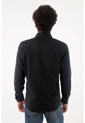 Tennis Camisa En Dril Con Bolsillos Negra Para Hombre