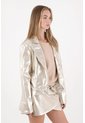 Tennis Chaqueta Crop Metalizada Crudo Para Mujer de Tennis