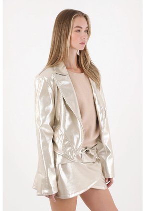 Tennis Chaqueta Crop Metalizada Crudo Para Mujer
