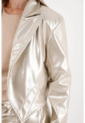 Tennis Chaqueta Crop Metalizada Crudo Para Mujer